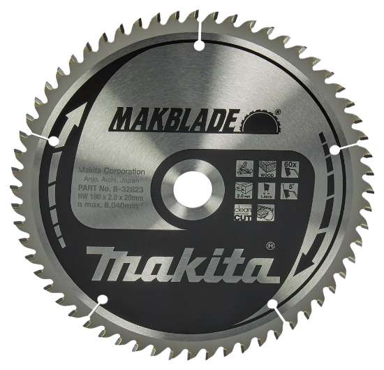 Afbeeldingen van Makita zaagblad - 190x20x2.0mm HM 60 Tands
