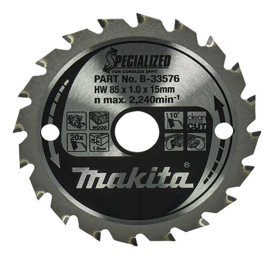 Afbeeldingen van Makita zaagblad - Ø85x15x1.0mm HM 20 Tands 25° - voor hout