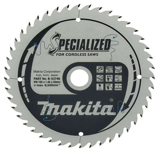 Afbeeldingen van Makita zaagblad - Ø165x20x1.45mm HM 44 Tands 23° - voor laminaat