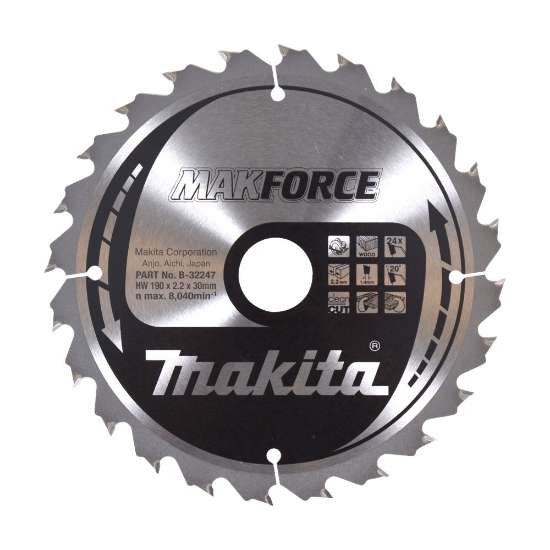 Afbeeldingen van Makita zaagblad B-32247 - Ø190x30x2.2mm 24 tands - geschikt voor hout
