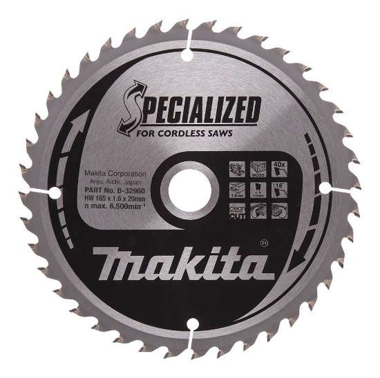 Afbeeldingen van Makita zaagblad B-32960 - Ø165X20X1.6mm 40 tands - geschikt voor hout