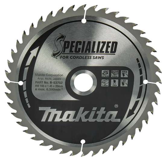 Afbeeldingen van Makita zaagblad B-53752 - Ø165x20x1,4mm 44 tands - geschikt voor hout