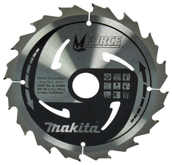 Afbeeldingen van Makita cirkelzaagblad B-31968 - Ø185x30x2.0mm - 16 tands - HM vertanding