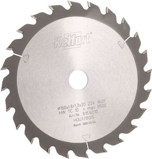 Afbeeldingen van Kelfort cirkelzaagblad - Ø160x1,8/1,2x20mm 24 tands WZF - voor hout