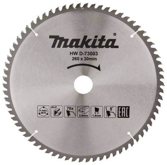 Afbeeldingen van Makita zaagblad D-73003 - 260x30 HM 70T - voor aluminium 