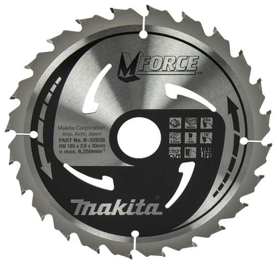 Afbeeldingen van Makita cirkelzaagblad M-Force B-32035 - Ø185x30x2.0mm 24T
