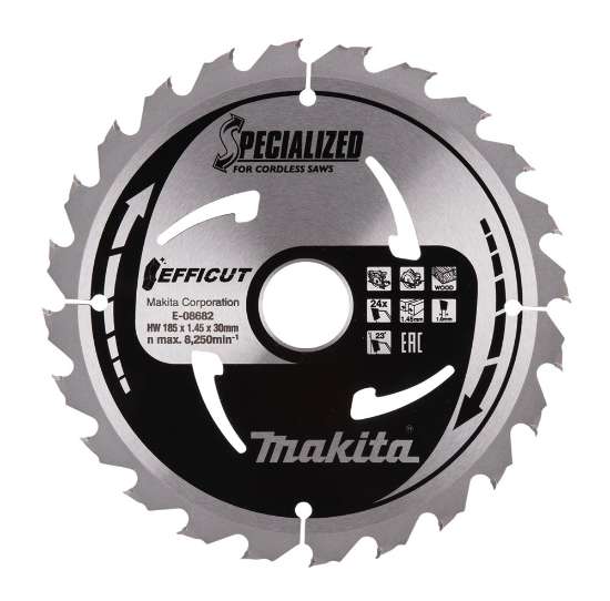 Afbeeldingen van Makita cirkelzaagblad Efficut E-08682 - Ø185x1.45x30mm 24T - voor hout
