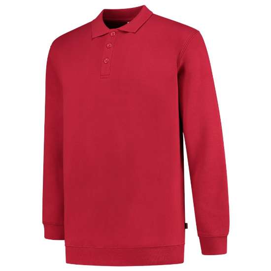 Afbeeldingen van Tricorp polo sweater boord 60°c wasbaar 301016 Rood 2XL
