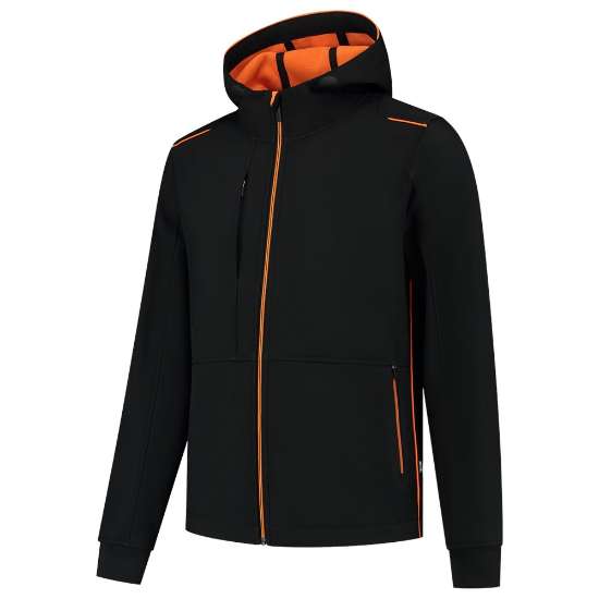 Afbeeldingen van Tricorp softshell met capuchon Accent - maat 4XL - zwart/oranje  