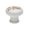 Afbeeldingen van Siro Meubelknop kunststof - L 32mm/H 27mm/B 32mm - wit/bloem motief 
