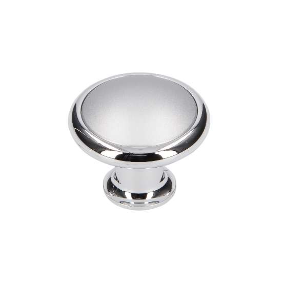 Afbeeldingen van Siro Meubelknop kunststof - L 34mm/H 27mm/B 34mm - chroom glanzend/aluminium 