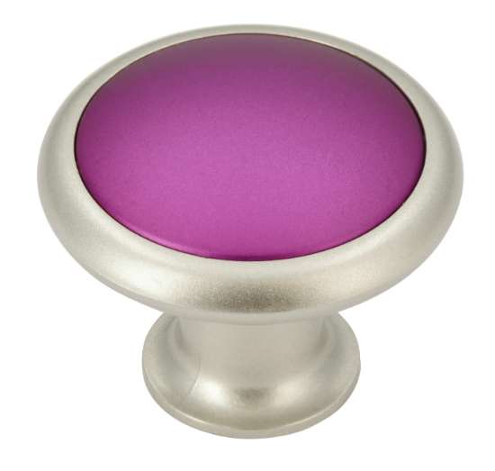 Afbeeldingen van Siro Meubelknop kunststof - L 34mm/H 27mm/B 34mm - nikkel/paars 