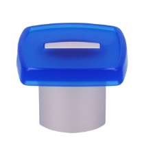 Afbeeldingen van Siro Meubelknop kunststof - L 29mm/H 23mm/B 29mm - blauw/aluminium 