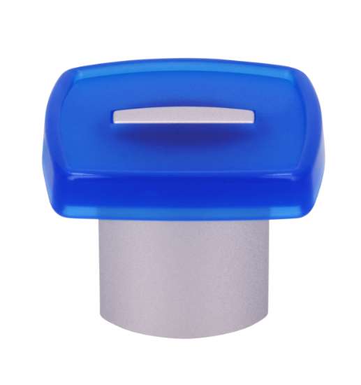 Afbeeldingen van Siro Meubelknop kunststof - L 29mm/H 23mm/B 29mm - blauw/aluminium 