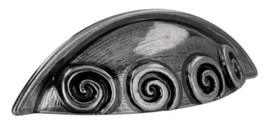 Afbeeldingen van Siro Schelpgreep metaal - boorafstand 64mm/L 111mm/H 26mm/B 31mm - antiek zilver 