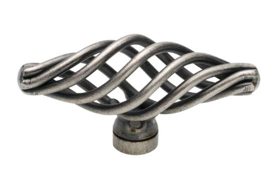 Afbeeldingen van Siro Meubelknop metaal - L 62mm/H 32mm/B 22mm - antiek tin 