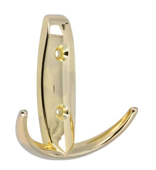 Afbeeldingen van Siro Kapstokhaak metaal - boorafstand 32mm/L 80mm/H 30mm/B 73mm - messing glanzend 