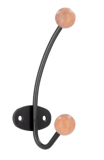 Afbeeldingen van Siro Kapstokhaak metaal - boorafstand 32mm/L 136mm/H 65mm/B 50mm - grijs/esdoorn 