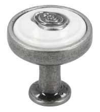 Afbeeldingen van Siro Meubelknop metaal - L 23mm/H 24mm/B 23mm antiek zilver/wit 