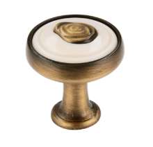 Afbeeldingen van Siro Meubelknop metaal - L 23mm/H 24mm/B 23mm antiek messing/beige 