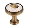 Afbeeldingen van Siro Meubelknop metaal - L 23mm/H 24mm/B 23mm antiek messing/beige 