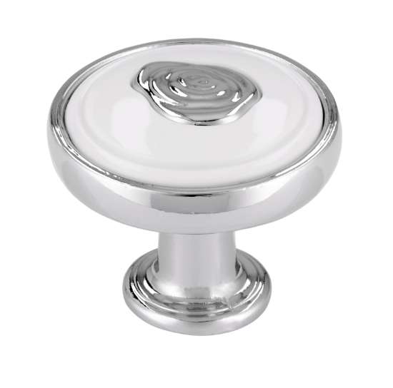 Afbeeldingen van Siro Meubelknop metaal - L 30mm/H 27mm/B 30mm chroom glanzend/wit 