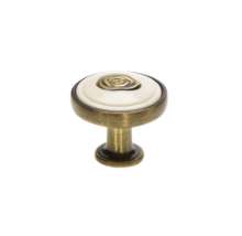 Afbeeldingen van Siro Meubelknop metaal - L 30mm/H 27mm/B 30mm antiek messing/beige 