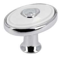 Afbeeldingen van Siro Meubelknop metaal - L 32mm/H 24mm/B 32mm chroom glanzend/wit 