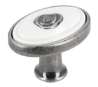 Afbeeldingen van Siro Meubelknop metaal - L 32mm/H 24mm/B 32mm antiek zilver/wit 