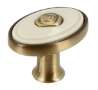 Afbeeldingen van Siro Meubelknop metaal - L 32mm/H 24mm/B 32mm antiek messing/beige 