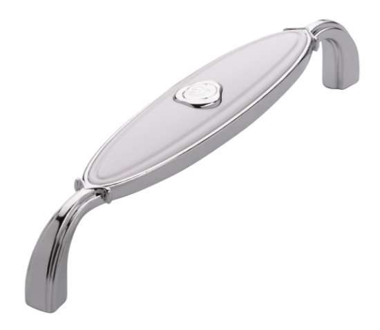 Afbeeldingen van Siro Meubelgreep metaal - boorafstand 128mm/L 138mm/H 27mm/B 23mm chroom glanzend/wit 