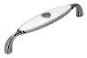 Afbeeldingen van Siro Meubelgreep metaal - boorafstand 128mm/L 138mm/H 27mm/B 23mm antiek zilver/wit 