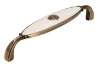 Afbeeldingen van Siro Meubelgreep metaal - boorafstand 128mm/L 138mm/H 27mm/B 23mm antiek messing/ beige 
