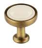 Afbeeldingen van Siro Meubelknop metaal - L 23mm/H 24mm/B 23mm antiek messing/beige 