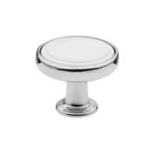 Afbeeldingen van Siro Meubelknop metaal - L 30mm/H 25mm/B 30mm chroom glanzend/wit 