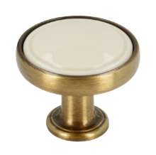 Afbeeldingen van Siro Meubelknop metaal - L 30mm/H 25mm/B 30mm antiek messing/beige 