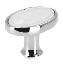 Afbeeldingen van Siro Meubelknop metaal - L 32mm/H 24mm/B 22mm chroom glanzend/wit 