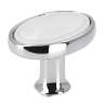 Afbeeldingen van Siro Meubelknop metaal - L 32mm/H 24mm/B 22mm chroom glanzend/wit 