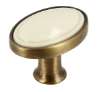 Afbeeldingen van Siro Meubelknop metaal - L 32mm/H 24mm/B 22mm antiek messing/beige 
