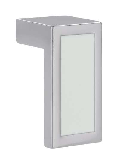 Afbeeldingen van Siro Meubelknop metaal - L 40mm/H 22mm/B 20mm chroom glanzend/wit 