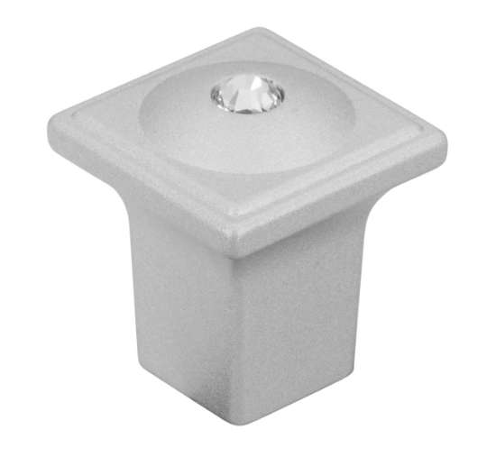 Afbeeldingen van Siro Meubelknop metaal - L 20mm/H 23mm/B 20mm aluminium/ transparant 