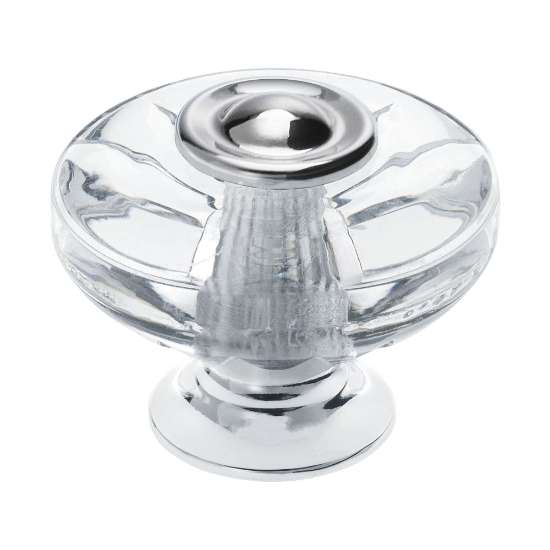 Afbeeldingen van Siro Meubelknop kunststof - L 38mm/H 31mm/B 38mm transparant/chroom 