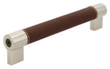 Afbeeldingen van Siro Meubelgreep kunststof - boorafstand 160mm/L 183mm/H 37mm/B 20mm bruin/RVS effect 