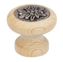 Afbeeldingen van Siro Meubelknop hout - L 35mm/H 27mm/B 35mm grenen/antiek zilver 