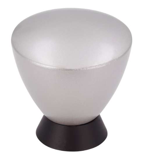 Afbeeldingen van Siro Meubelknop kunststof - L 32mm/H 33mm/B 32mm nikkel mat/zwart 