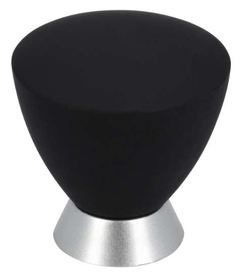 Afbeeldingen van Siro Meubelknop kunststof - L 32mm/H 33mm/B 32mm zwart/chroom 