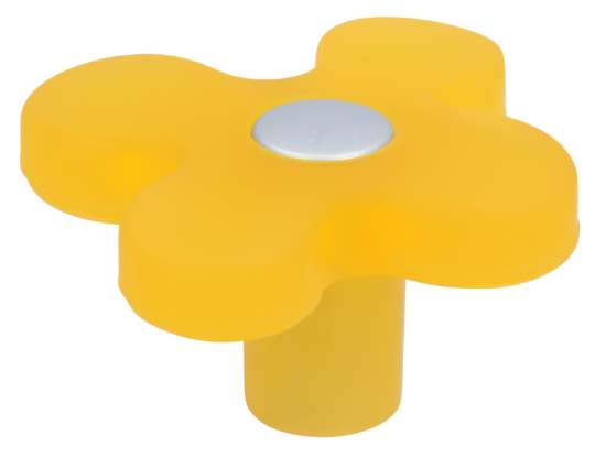 Afbeeldingen van Siro Meubelknop kunststof - L 50mm/H 26mm/B 48mm geel/aluminium 