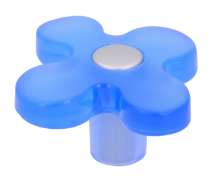 Afbeeldingen van Siro Meubelknop kunststof - L 50mm/H 26mm/B 48mm blauw/aluminium 