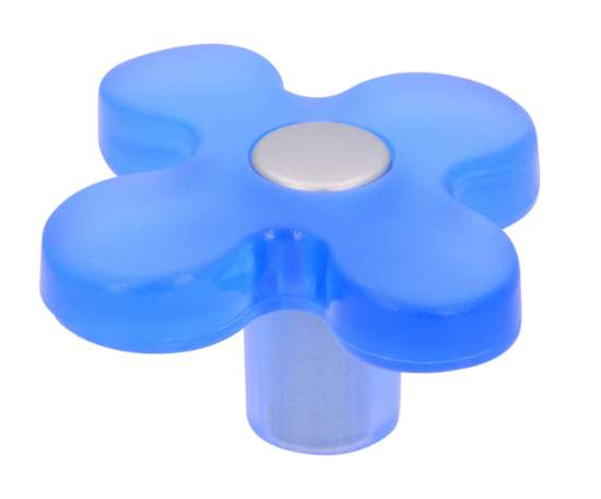 Afbeeldingen van Siro Meubelknop kunststof - L 50mm/H 26mm/B 48mm blauw/aluminium 