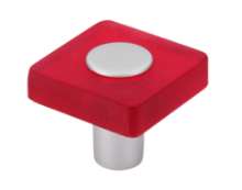 Afbeeldingen van Siro Meubelknop kunststof - L 30mm/H 26mm/B 30mm rood/aluminium 